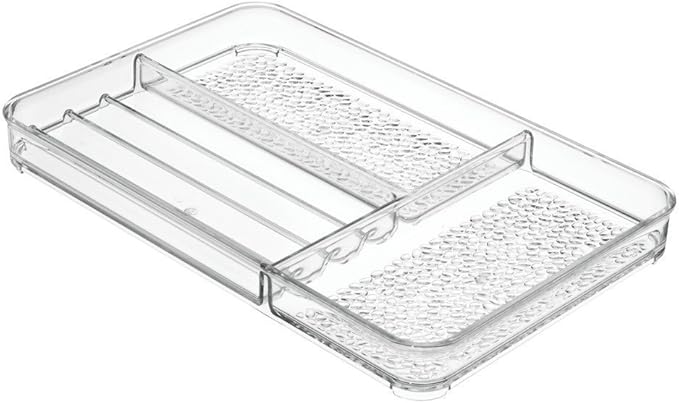 iDesign Rain BPA-Free Plastic Divided Makeup and Cosmetic Organizer Tray for Bathroom, Countertop, Vanity - Medium, 6 Compartment, Clear