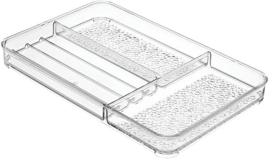 iDesign Rain BPA-Free Plastic Divided Makeup and Cosmetic Organizer Tray for Bathroom, Countertop, Vanity - Medium, 6 Compartment, Clear
