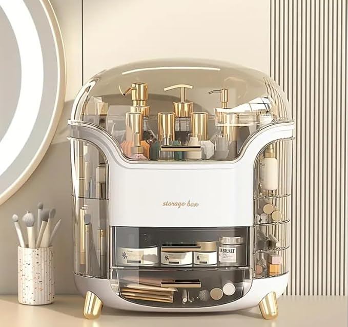 Makeup Organizer Countertop Egg Shape (Oval) Portable Vanity Cosmetics Makeup Brush Holder Beauty Organizers and Storage