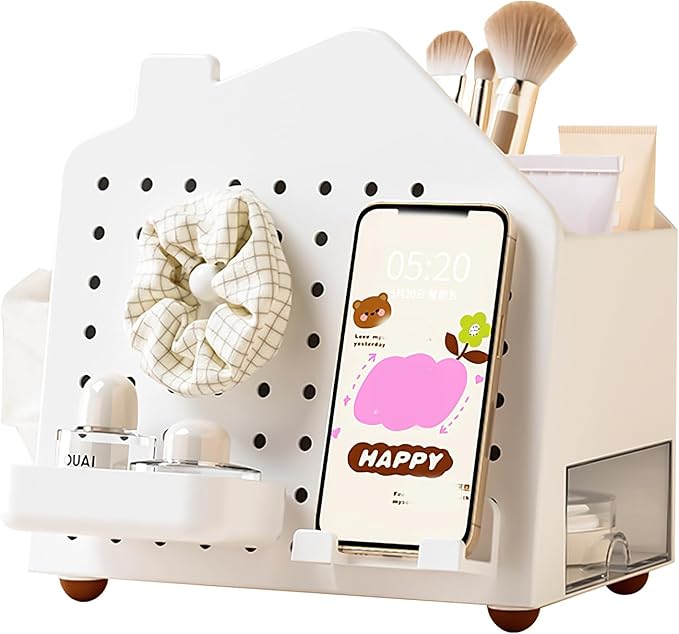 Makeup Organizer with Compartments and Drawer, Cosmetic Storage for Dresser, Vanity, and Bathroom Countertop, Skincare and Perfume Organizer
