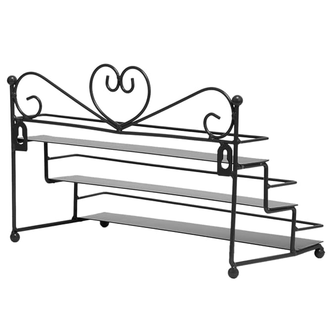 Dazone Mounted 3 Tier Metal Shelf Nail Polish Wall Rack Essential Oils Perfume Organizer (Black)