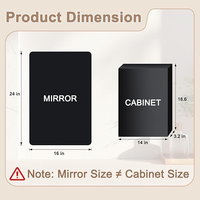 Medicine Cabinet with Mirror, 16x24 Fully Assembled Recessed or Wall-Mounted Bathroom Mirrored Cabinet with Adjustable Storage Shelves for Vanity, Metal, Black