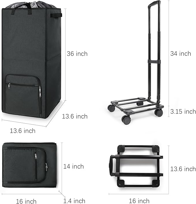 Bukere Extra Large 2 in 1 Rolling Laundry Basket with Wheels, 110L Freestanding Collapsible Laundry Hamper Bag with Removable Wheeled Cart for Clothes Storage College Dorm Apartment Laundry Room