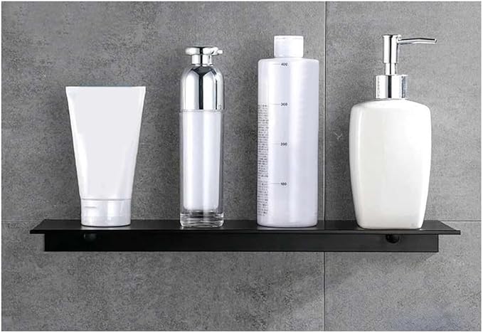 ZTBH Bathroom Divider Punch-Free Black/White Space Bathroom Shelves, Single Tier Bathroom Rack Bathroom Hardware Sets (Color : 40cm(Black))
