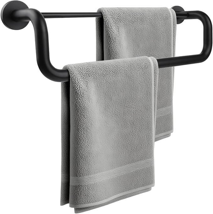 Double Towel Bar,Double Towel Rack for Bathroom,16 Inch Matte Black Towel Holder,Towel Rack for Bathroom Wall Mounted,SUS304 Stainless Steel Easy to Install