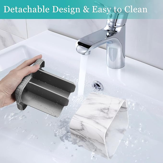 PARKMANI Toothbrush Holders for Bathrooms, Tooth Brush Holder for Bathroom Countertop Organizer, Kids Electric Toothbrush and Toothpaste Holder (Grey Marble Grain)