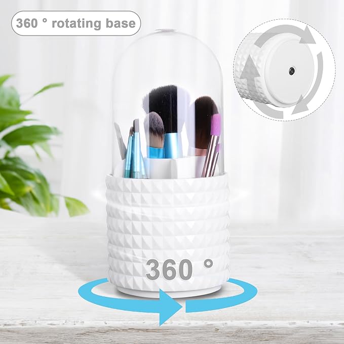 Ochine Makeup Brush Holder With Dustproof Lid - Travel Organizer, Acrylic Clear Eyebrow Pencil Cosmetic Storage Box for Vanity