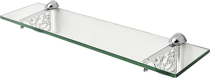khtumeware 20 Inches Glass Shelves for Bathroom, Polished Chrome Floating Glass Shelf Zinc Tempered Glass Bathroom Shelves for Wall Mount Modern