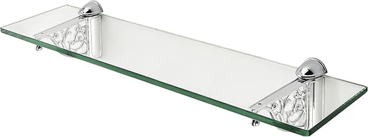 khtumeware 20 Inches Glass Shelves for Bathroom, Polished Chrome Floating Glass Shelf Zinc Tempered Glass Bathroom Shelves for Wall Mount Modern