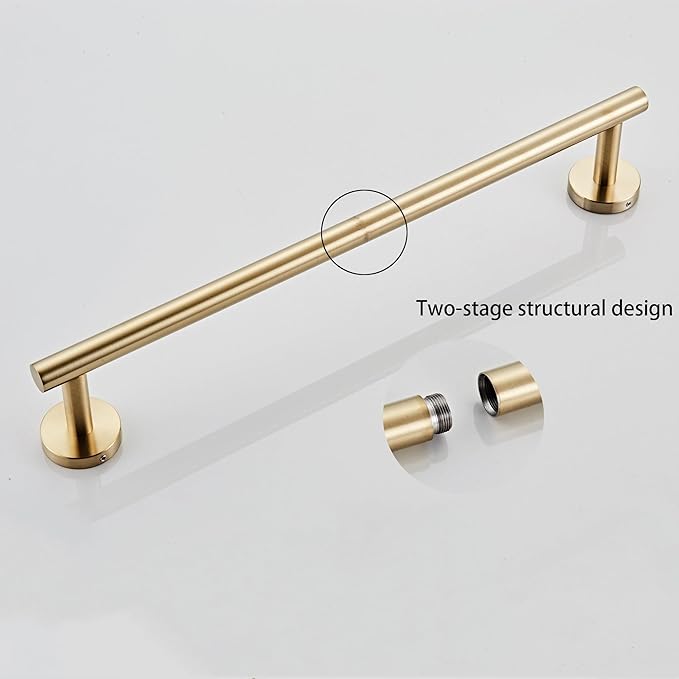 Bath Towel Bar, 18 Inch 304 Stainless Steel Thicken Towel Holder for Bathroom Wall, Towel Holder Brushed Gold Finished Wall Mount(Total Length 20-Inch)
