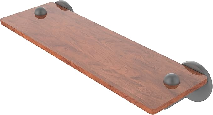 Allied Brass SH-1-16-IRW-GYM Soho Collection 16 Inch Solid IPE Ironwood Shelf, Matte Gray