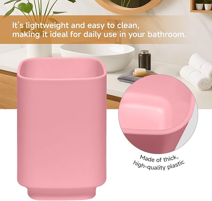 4 Piece Bathroom Accessory Sets, Light Pink Bathroom Accessories Sets Include Toothbrush Holders Set, Soap Dispenser, Soap Dish and Toothbrush Cup, Modern Bathroom Decoration