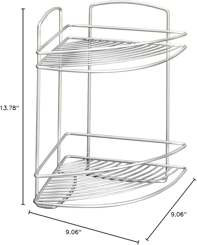 Metaltex Onda 2-Tier Corner Bathroom Shelf, Silver