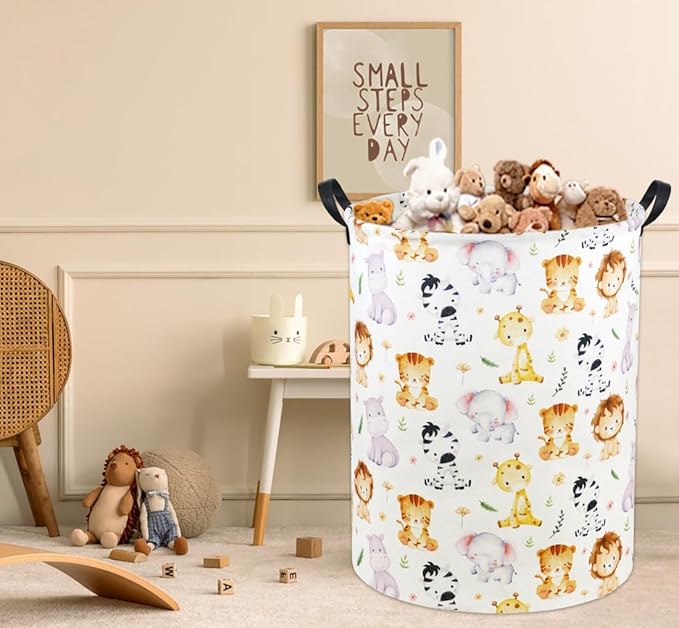 Animal Baby Laundry Basket Baby Hamper Kids Hamper Basket Toy Storage Bin for Boys Room Decor Baby Nursery Hamper Gift Baskets for Bedroom Bathroom(Cute Animal)