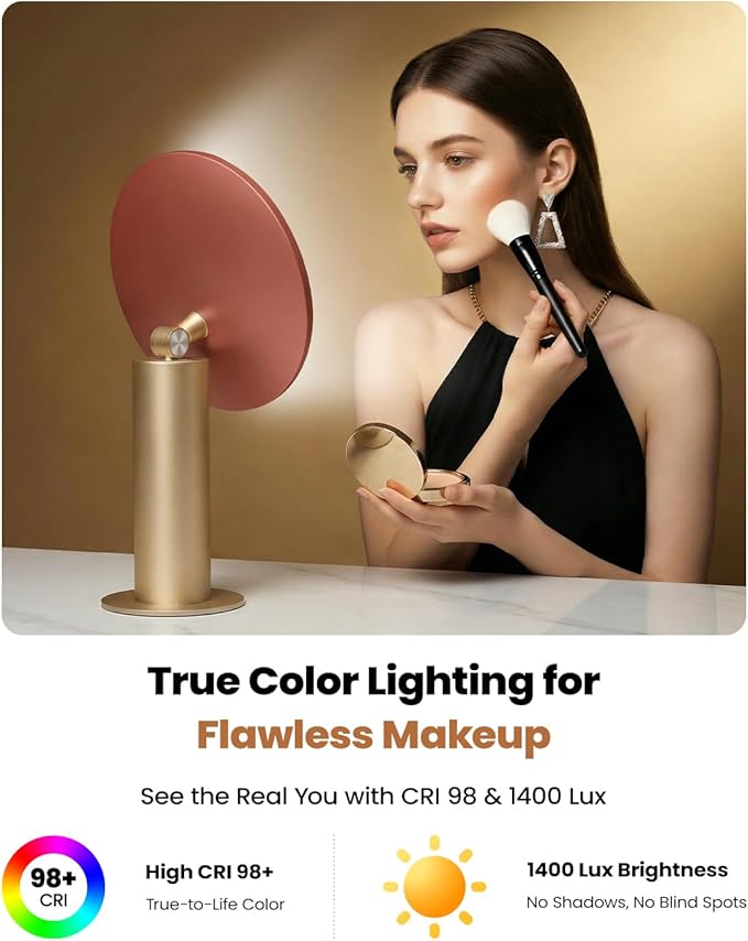 SJZX Lighted Makeup Mirror with Travel Case & 10X Magnification, Rechargeable Vanity Mirror with Lights, 3CCT Lighting, Portable Detachable Stand for Tabletop & Travel, Gifts for Women Wife Girlfiend