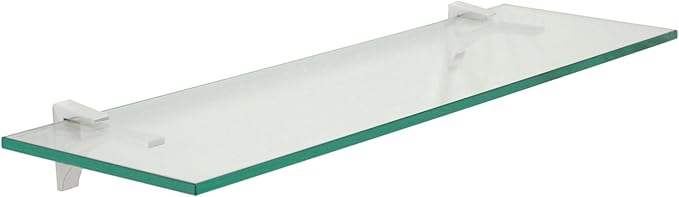 Clear Floating Glass Shelf 6" X 33" in Chrome
