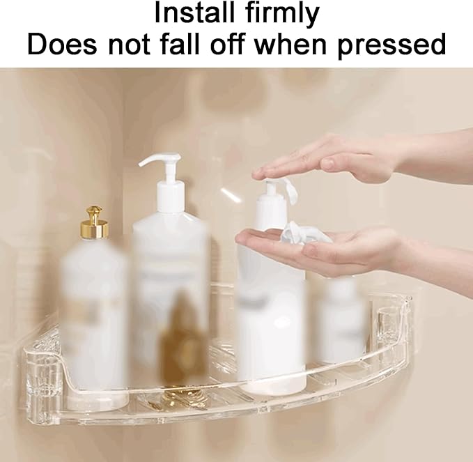 Removable Wall-Mounted Bathroom Shelves Plastic Bathroom Shelves Corner Transparent Bathroom Shelves Large Capacity Large Capacity