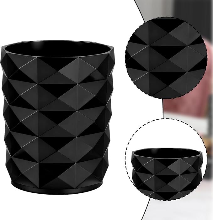 Acrylic Makeup Brush Holder Organizer, Black Makeup Brush Organizer, Stylish Pencil Holder for Desk, Cosmetics Brushes Cup Storage with Texture, Desk Accessories for Office, School, Home