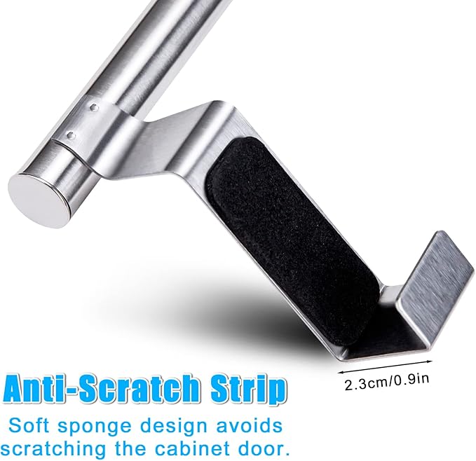 Cabinet Door Towel Bar, Dish Towel Rack for Cabinet, Stainless Steel kitchen Towel Holder, Over the Door Hand Towel Hanger for Kitchen Bathroom Cupboard, 2 Pack (2*Small-Silver)