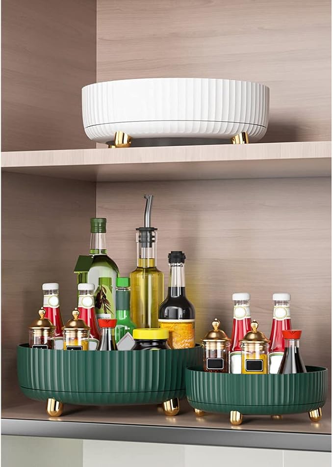 Makeup Perfume Organizer, Round Large Capacity 360 Degree Rotating Makeup Brush Holder Cosmetic Desk Storage Lotions Display Case for Countertop Dresser Bedroom Bathroom Decor