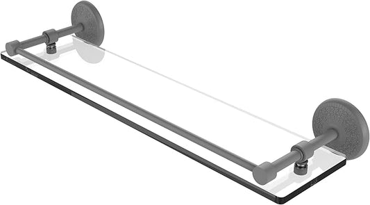 Allied Brass MC-1/22-GAL-GYM Monte Carlo 22 Inch Tempered Glass Gallery Rail Shelf, Matte Gray
