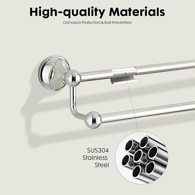 Antique Bathroom Double Towel Bar Chrome, 24 Inch Towel Racks for Bathroom Wall Mounted,Bathroom Towel Holder,Bathroom Two Towel Hanger Rod
