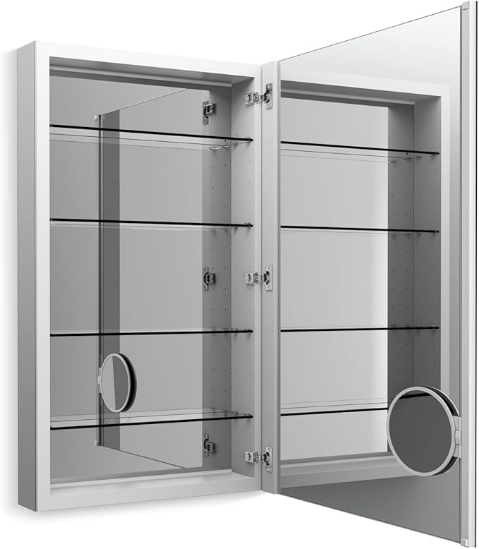 KOHLER K-28031-NA Verdera Medicine Cabinet with Slow-Close Mirror Door & Adjustable Shelves, Rectangular Frame, 24" x 40"