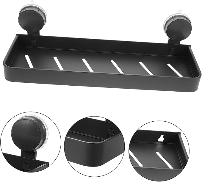 MAGICLULU Bathroom Shelf Wall Organizer Suction Cup Storage Rack for Toiletries Makeup No Drill Installation Stylish Design for Smooth Surfaces Efficient Bathroom Organization