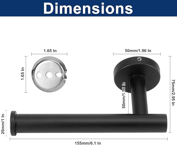 NearMoon Bathroom Toilet Paper Holder, Premium SUS304 Stainless Steel Rustproof Wall Mounted Toilet Roll Holder for Bathroom, Kitchen (10 Pack, Matte Black)