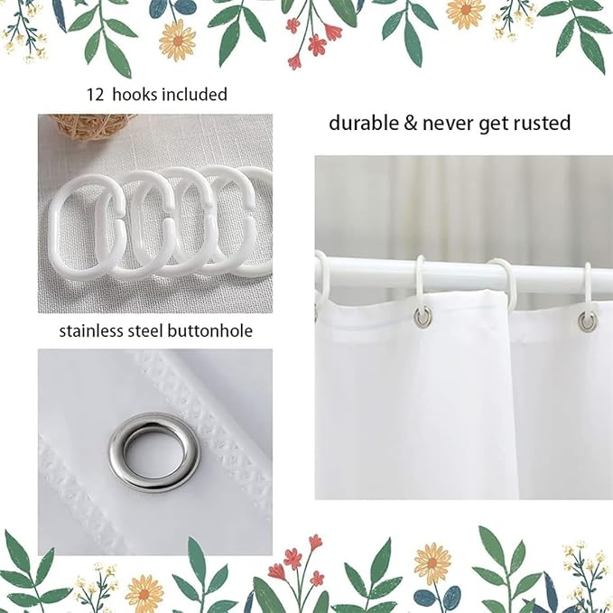 Purple Rose Bathroom Set with Shower Curtain and Non-Slip Rugs, Bath Mat, Toilet Lid Cover and 12 Strong Hooks, Modern Style