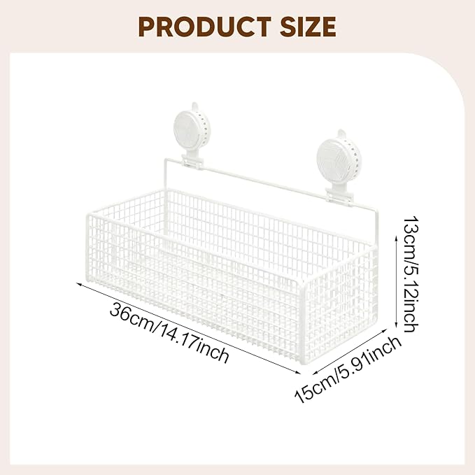 Bathroom Shelf with Suction Cup, Shampoo Holder, Bathroom Organizer, White L