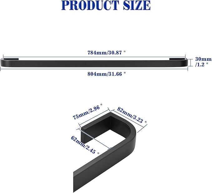 Alise Towel Bars for Bathroom,Black Towel Holder 32'' Towel Rack for Bathroom Wall Mount,SUS304 Stainless Steel Towel Rail Towel Hanger for Walls