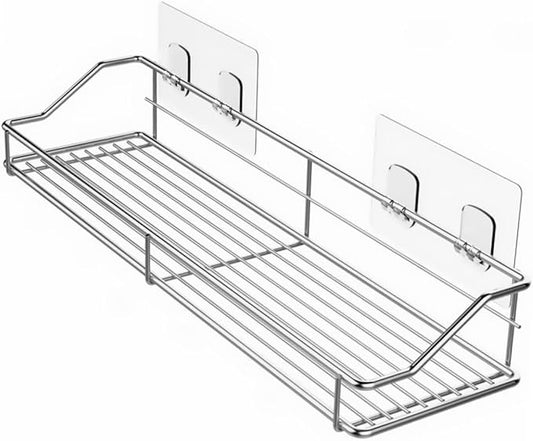Happyyami Double Layer Bathroom Storage -Mounted Stainless Steel Organizer No Drill Hanging Shelf for Bathroom and Kitchen Easy Installation Space-Saving Design
