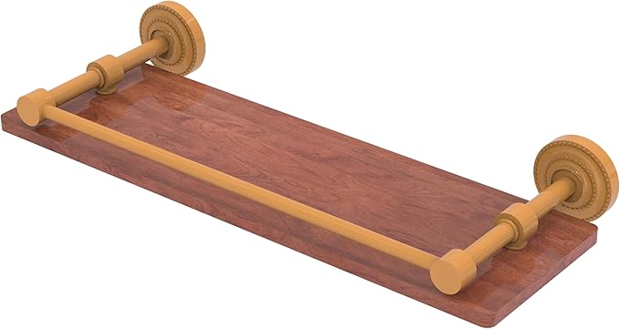 Allied Brass DT-1-16-GAL-IRW-GLY Dottingham Collection 16 Inch Solid IPE Ironwood Shelf with Gallery Rail, Golden Yellow