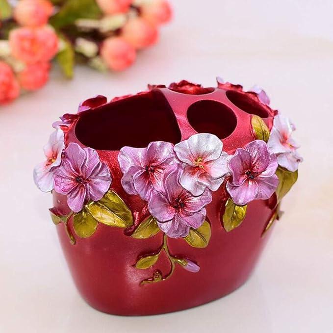 LUANT Vintage Pink Bathroom Accessories, 5Piece Bathroom Accessories Set, Bathroom Set Features, Soap Dispenser, Toothbrush Holder, Tumbler & Soap Dish - Bath Gift Set (deep red)