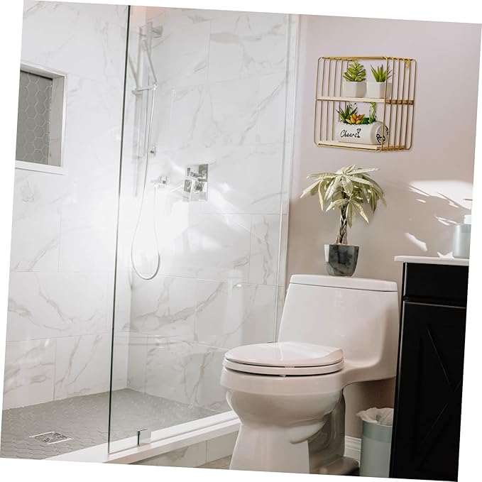 PRETYZOOM Double-Layer Bathroom Storage Rack Space-Saving Over Toilet Organizer Easy to Install Elegant Design for Toilets and Bathrooms Gold Finish Wall-Mounted Cosmetic Shelf
