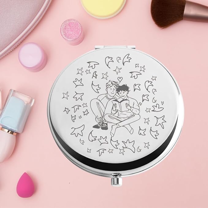 KEYCHIN Nick and Charlie Pocket Mirror LGBT Pride Gifts Compact Makeup Mirror for TV Show Fans (Hi Leaves-S)