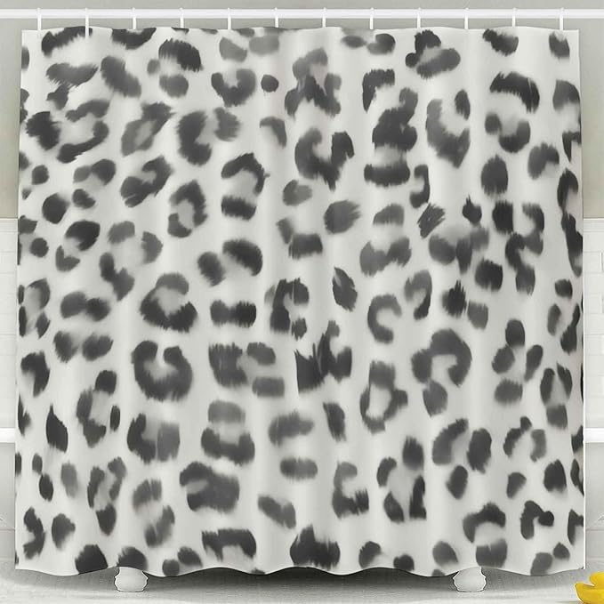 TOMWISH 4 Pcs Leopard Print Shower Curtain Set,Cheetah Print Bathroom Sets Complete Shower Curtain Toilet Lid Cover and Bath Mat Bathroom Decor Sets,juego de baños de Set Bath Accessories with Hooks