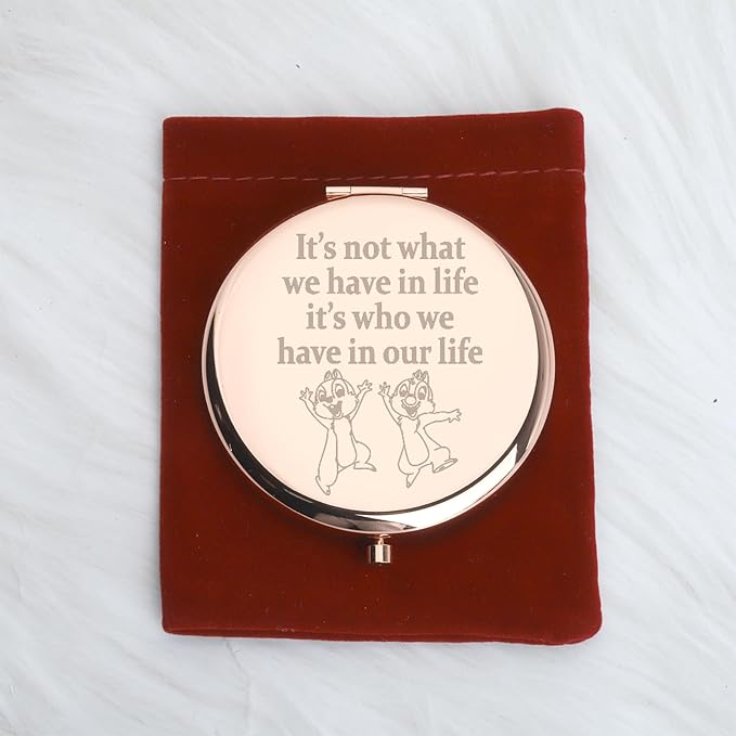 WUSUANED Chip Makeup Mirror It Not What We Have in Life It Who We Have in Our Life Mirror Dale Fan Gift Cartoon Inspired Gift Squirrel Lover Gift