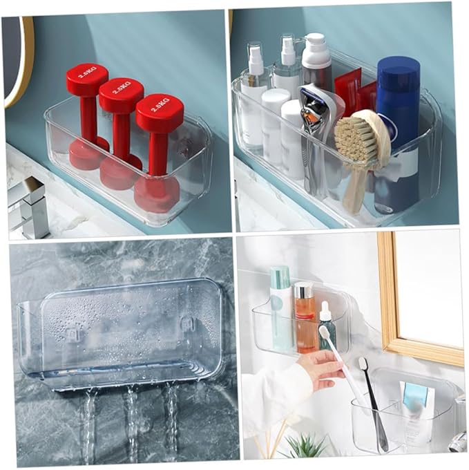balacoo Wall-Mounted Bathroom Storage Rack No Drill Organizer Shelf Sundries Holder for Shower and Kitchen Use for Bathroom Organization