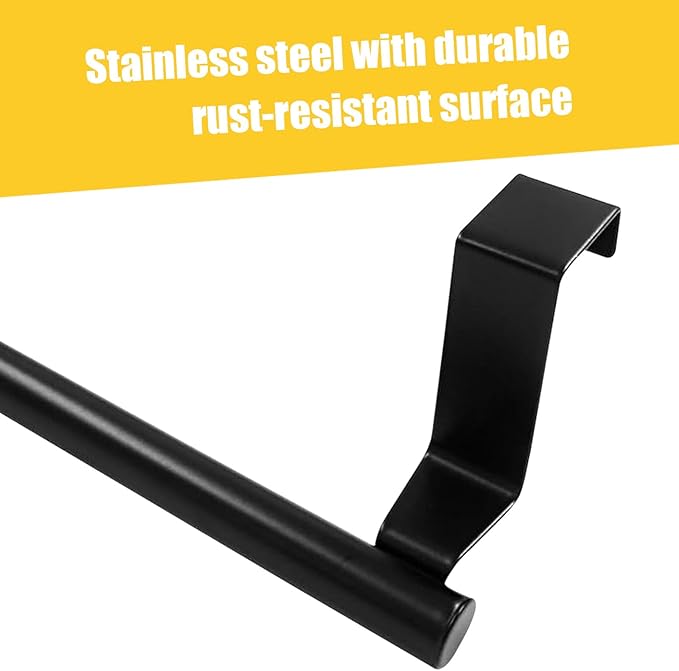 2 Pack 9 Inch Towel Holder, Black Bathroom Towel Bar Stainless Steel Hand Towel Rack, Over Cabinet Door Towel Bar for Kitchen Bathroom