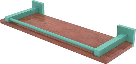 Allied Brass MT-1-16-GAL-IRW-SFG Montero Collection 16 Inch Solid IPE Ironwood Shelf with Gallery Rail, Sea Foam Green
