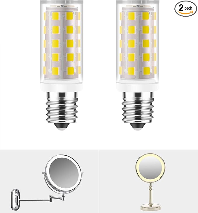 Wall Mounted Lighted Makeup Vanity Mirror Replacement Incandescent Bulbs 20W for Conair Makeup Mirror 15x Double Sided Illuminated Mirror LED Bulbs for Jerdon Makeup Mirror Replaces,Warm White, 2PCS