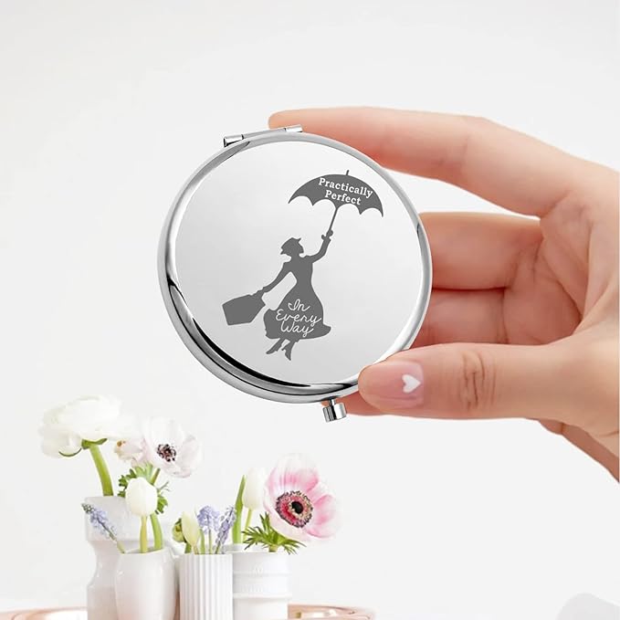 KEYCHIN Mary Qoute Pocket Mirror Mary Fans Gift Practically Perfect in Every Way Umbrella Compact Mirror (Practically Perfect Mirror-S)