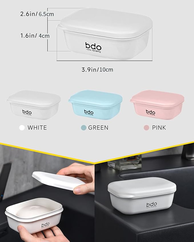 PEISAINOX Travel Soap Case, Leakproof Soap Container with Lid, Portable Bar Soap Holder for Traveling, Soap Dishe for Bathroom, Shower, Gym, School, Camping, Vacation, Outdoor (White)