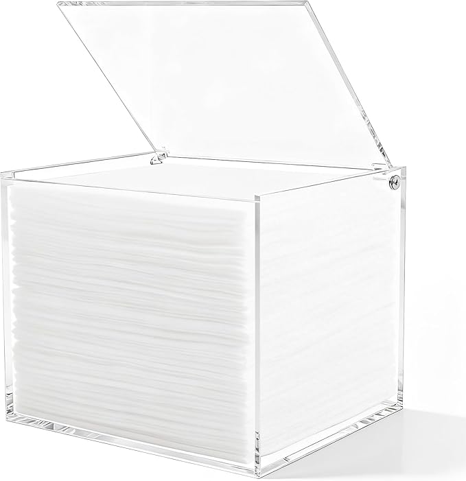 Clear Acrylic Disposable Face Towel Holder-Compatible with Clean Skin Club Facial Towel XL, Acrylic Face Towelette Storage Box Container, Cosmetic Organizer for Bathroom Countertop Storage