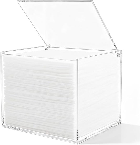 Clear Acrylic Disposable Face Towel Holder-Compatible with Clean Skin Club Facial Towel XL, Acrylic Face Towelette Storage Box Container, Cosmetic Organizer for Bathroom Countertop Storage