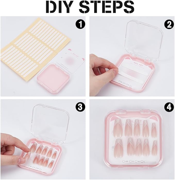 OLYCRAFT 9Pcs Press On Nail Storage Box Artificial Nail Display Case Nails Storage Container Box with 9Pcs Displaying Card and 36Pcs Adhesive Tape for Home Salon Fake Nails Organize and Display