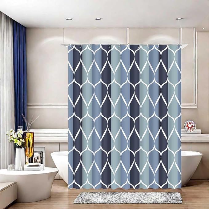 Blue Shower Curtain Modern Bathroom Shower Curtain Waterproof Fabric Machine Washable Shower Curtains 60 x 72 Inches
