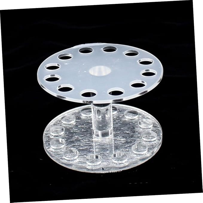 Healeved Round Nail Art Pen Holder Silver Transparent Stand for Nail Brush Tools Durable and Portable Uv Gel Painting Accessory Prevents Mess and Clutter Work Desk